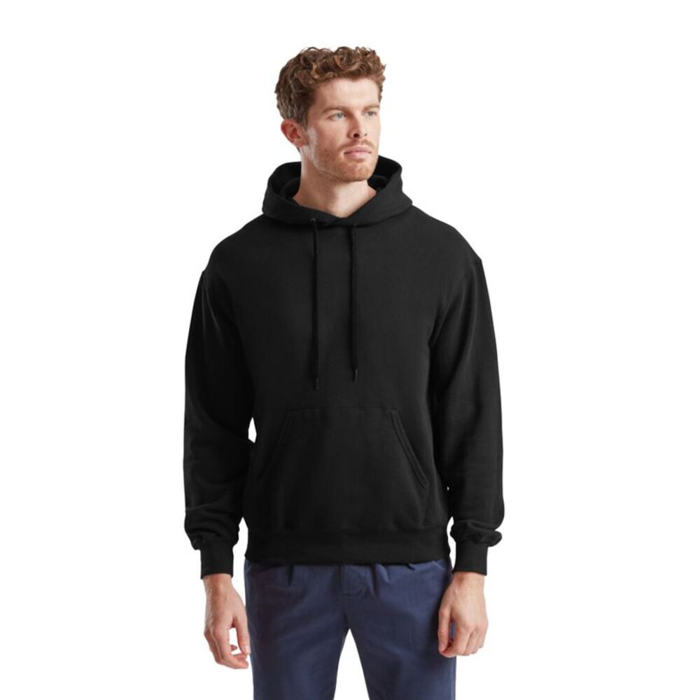 Fruit of the Loom Mens Cotton Hoodie / Black
